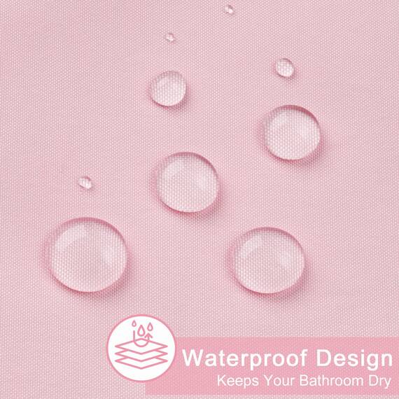 AooHome Extra langer Duschvorhang, Stoff, einfarbig, mit Haken, beschwerter Saum, wasserabweisend, 183 x 198 cm, Rosa
