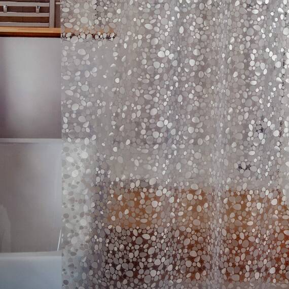Bostofy EVA-3D-Duschvorhang, wasserdicht, transparent, extra lang, Badezimmer-Duscheinlage mit rostfreien Metallösen und beschwertem Magnet, 183 cm Breite x 213 cm Länge