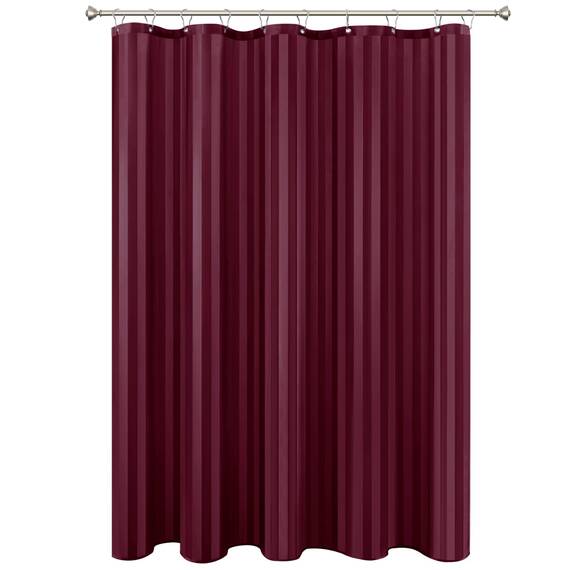 Biscaynebay Duschvorhang aus Stoff, 183 x 183 cm, Burgunderrot, wasserabweisend, Damast-Streifen, Badezimmervorhänge, maschinenwaschbar