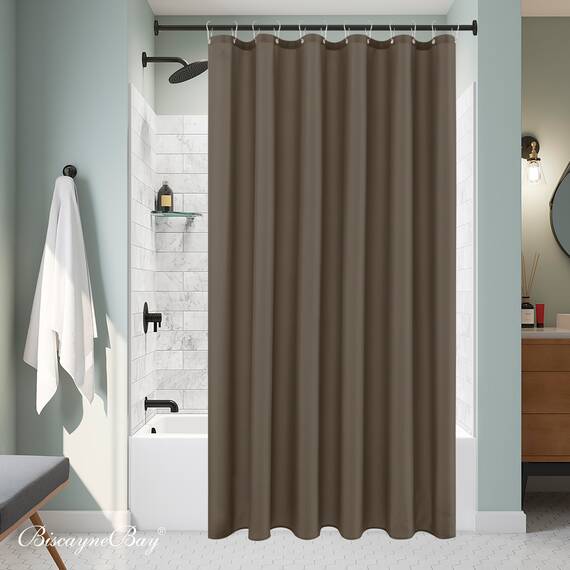 Biscaynebay Duschvorhangeinlagen in Hotelqualität, 183 cm Breite x 213 cm Länge, Taupe, wasserabweisend, rostbeständige Ösen, Oben beschwerter Boden, maschinenwaschbar