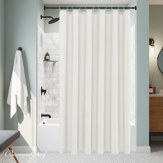 Biscaynebay Duschvorhang, extra lang, 183 cm Breite x 213 cm Länge, elfenbeinfarben, wasserabweisend, Badezimmer-Vorhang, rostbeständige Ösen, maschinenwaschbar