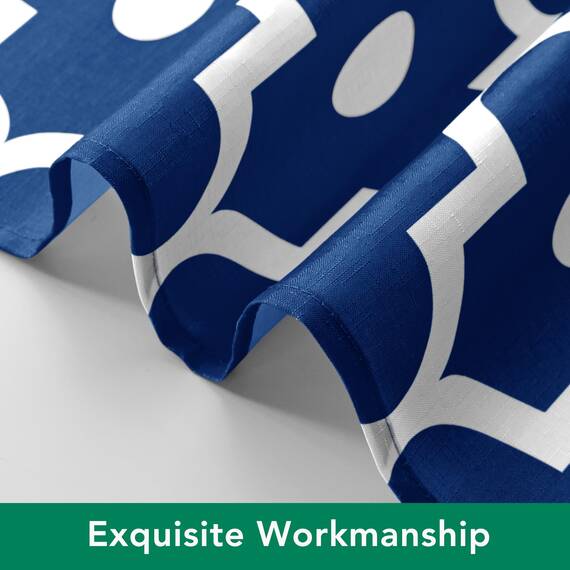 Biscaynebay Extra lange strukturierte Stoff-Duschvorhänge, 182,9 x 213,4 cm (B x L), Indigo-Marokko-Perlendruck, Hotel, Spa, luxuriös, dekorativer Badezimmer-Vorhang, maschinenwaschbar