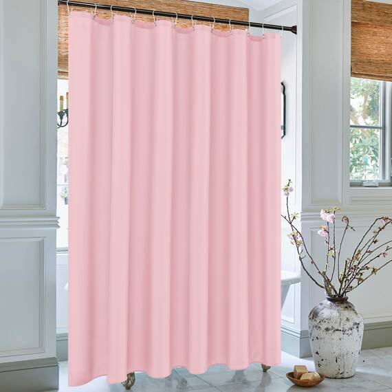 Biscaynebay Duschvorhang in Hotelqualität, extralang, 182,9 cm Breite und 213,4 cm Länge, rosa, wasserabweisend, rostbeständige Ösen und beschwerter Saum, maschinenwaschbar