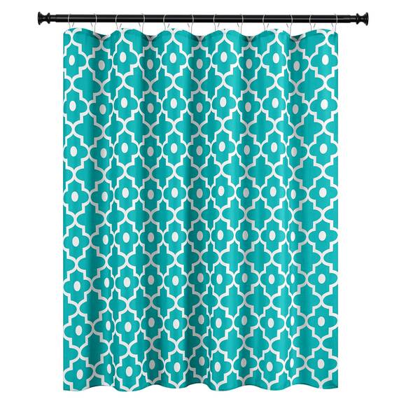 Biscaynebay Extra lange strukturierte Stoff-Duschvorhänge, 182,9 x 213,4 cm, türkis, marokkanischer Perlendruck, Hotel, Spa, luxuriös, dekorativer Badezimmer-Vorhang, maschinenwaschbar