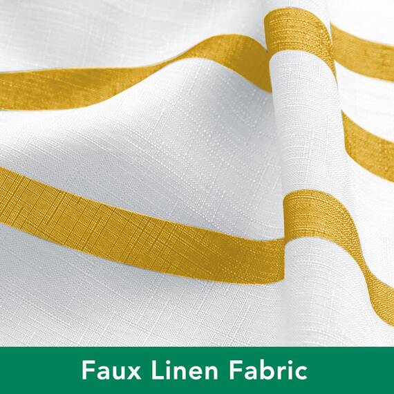 Biscaynebay Extra langer strukturierter Stoff-Duschvorhang, 72 x 84 cm, goldfarben, gestreift, bedruckt, Leinen, moderne Hotelqualität, Badezimmervorhänge, maschinenwaschbar