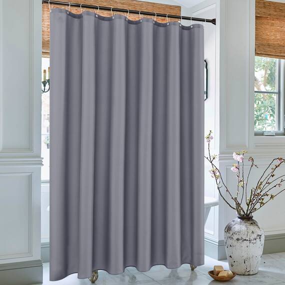Biscaynebay Duschvorhang aus Stoff in Hotelqualität, 183 x 183 cm, dunkelgrau, wasserabweisend, rostbeständige Ösen, beschwerte Unterseite, maschinenwaschbar