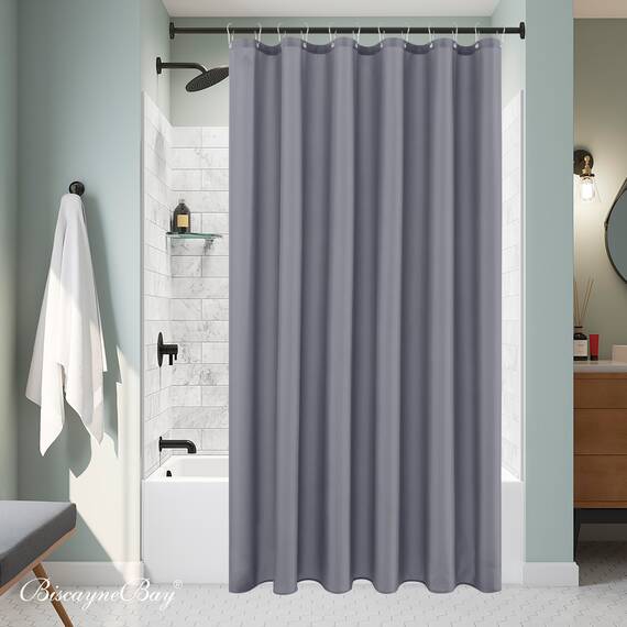 Biscaynebay Duschvorhang aus Stoff in Hotelqualität, 183 x 183 cm, dunkelgrau, wasserabweisend, rostbeständige Ösen, beschwerte Unterseite, maschinenwaschbar