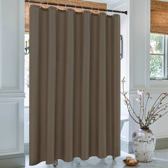 Biscaynebay Duschvorhangeinlagen in Hotelqualität, 183 cm Breite x 213 cm Länge, Taupe, wasserabweisend, rostbeständige Ösen, Oben beschwerter Boden, maschinenwaschbar