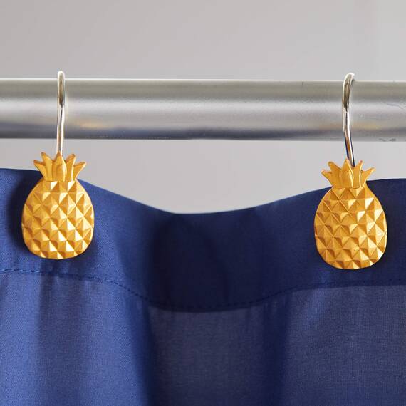 SKL Home Gilded Pineapple Vergoldete Ananas-Duschvorhanghaken, Harz, Gold