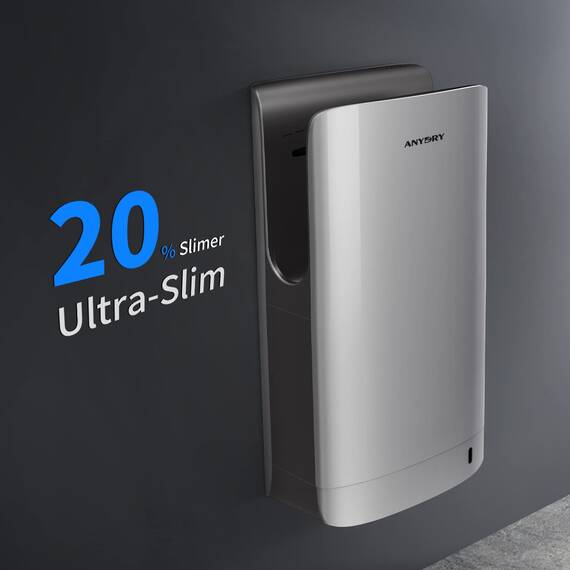 anydry 2065 Hand Dryer,Commercial Electric Hand Dryer,with HEPA Filter,Super Powerful,7-10 Seconds to Dry,1750-2050 Watts (Silber)
