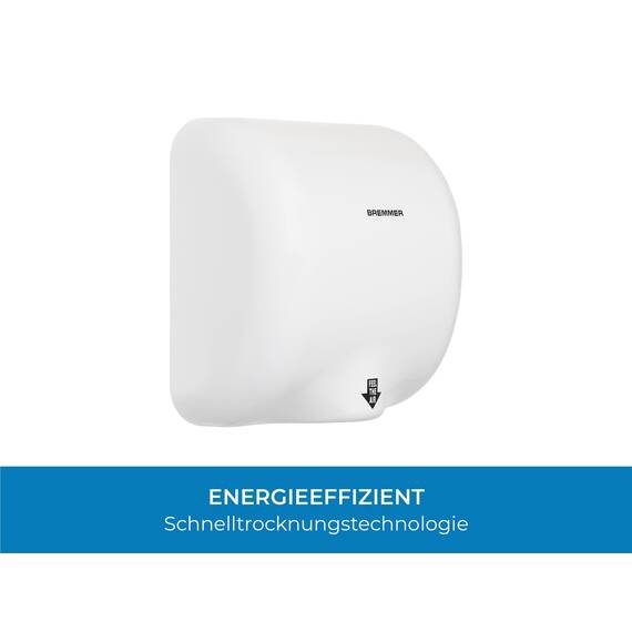 Bremmer Generic Turbo Handtrockner with Hohe Geschwindigkeit, Niedrigenergie, Umweltfreundlich, Elektrischer Trockner. Elektrische Handtrockner für Toiletten Gewerbe weiß