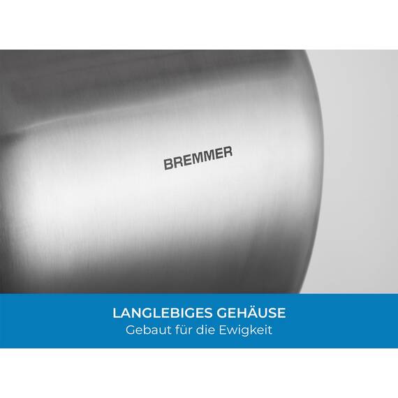 Bremmer Generic Turbo Handtrockner with Hohe Geschwindigkeit, Niedrigenergie, Umweltfreundlich, Elektrischer Trockner. Elektrische Handtrockner für Toiletten Gewerbe Gebürsteter Stahl