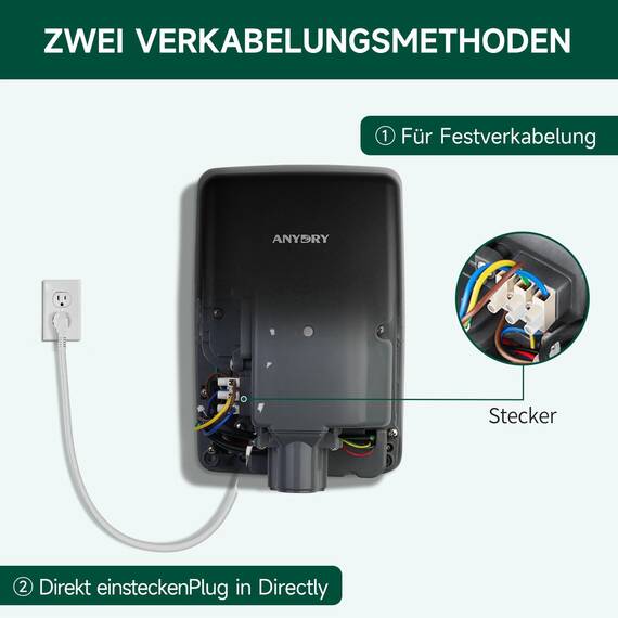anydry 2803Y Mini-Händetrockner, Hochgeschwindigkeits-Luftstrom 1350W, Edelstahl-Mattlack-Oberfläche, platzsparend für Gewerbe & Privathaushalte