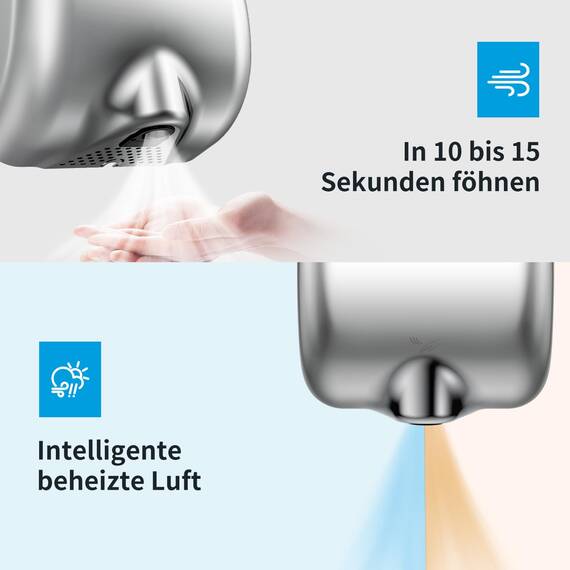 AIKE Elephant Power Händetrockner Mit HEPA-Filter, Gewerblich Hochgeschwindigkeit, Auto Warmluft, Edelstahlgehäuse AC220V-240V, AK2800BH