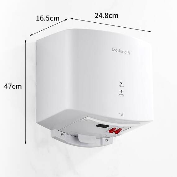 Modundry Kompakt Händetrockner Automatischer Elektrischer Handtrockner für die Wandmontage für Gewerbliche und Heimgebrauch, Badezimmer Toilette, Weiß