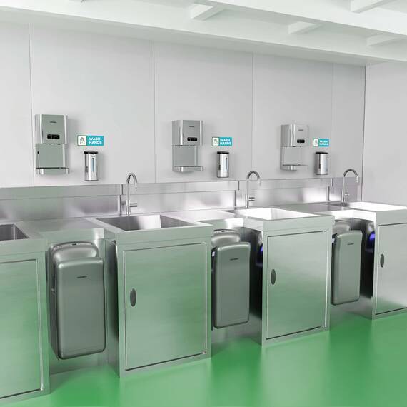 anydry 2005H Händetrockner, Kommerzieller elektrischer Händetrockner, mit HEPA-Filter, Super Powerful, 7-10 Sekunden zum Trocknen,1750-2050W.(Silber)