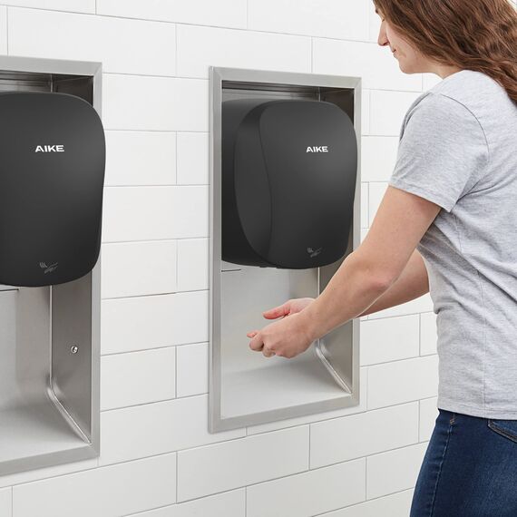 AIKE Professionelle Edelstahl Händetrockner für gewerbliche Nutzung, 8-12 Sekunden Trocknen - Energiesparend und umweltfreundlich mit 2 Jahren Garantie
