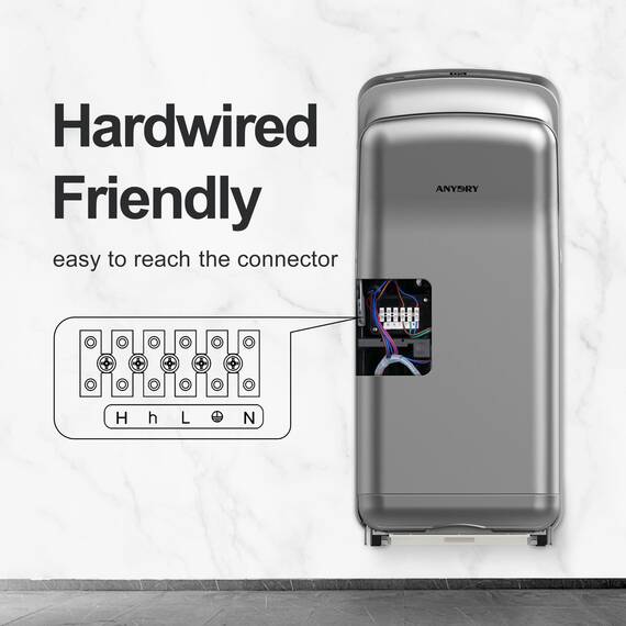 anydry 2005H Händetrockner, Kommerzieller elektrischer Händetrockner, mit HEPA-Filter, Super Powerful, 7-10 Sekunden zum Trocknen,1750-2050W.(Silber)