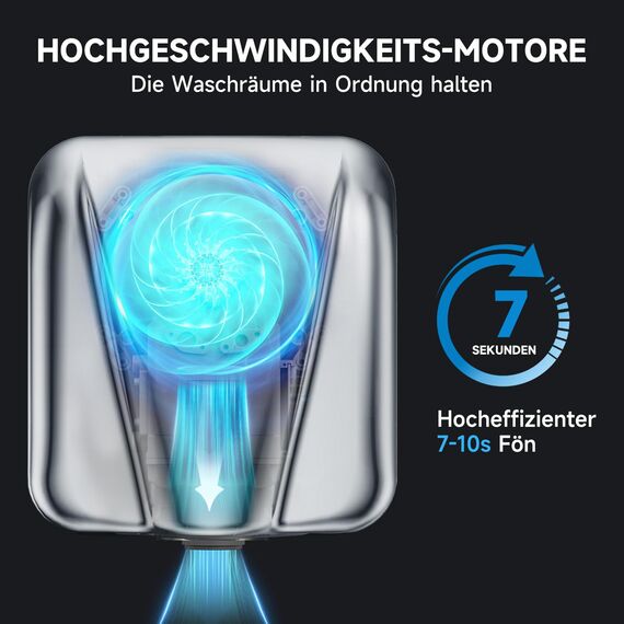 AIKE Elephant Kommerzieller Händetrockner, Hochgeschwindigkeits, Langlebiger Edelstahl für Hochfrequenzierte Toiletten, 220V AK2812 (Hochglanz)