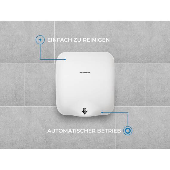 Bremmer Generic Turbo Handtrockner with Hohe Geschwindigkeit, Niedrigenergie, Umweltfreundlich, Elektrischer Trockner. Elektrische Handtrockner für Toiletten Gewerbe weiß