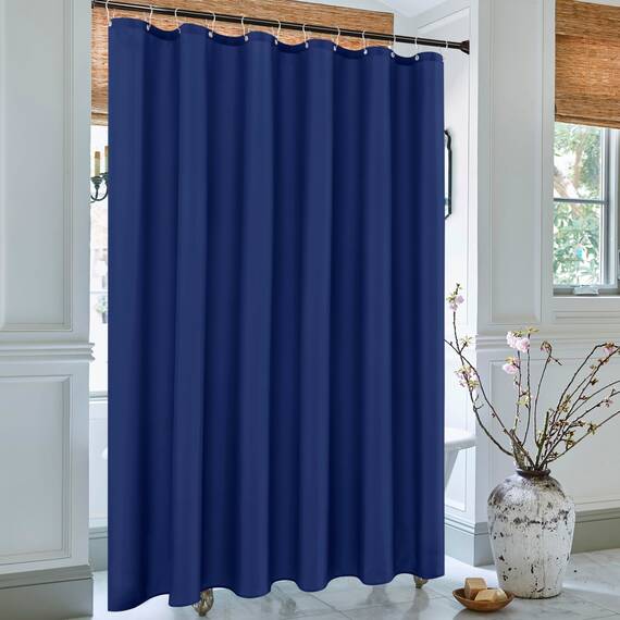 Biscaynebay Duschvorhang aus Stoff in Hotelqualität, 183 x 183 cm, Marineblau, wasserabweisend, rostbeständige Ösen, beschwerter Saum, maschinenwaschbar