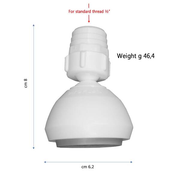 Siroflex 2760/2S Feststehender Brausekopf Made In Italy | Langlebiger Kunststoff-Brausekopf | Wirtschaftlicher weißer Brausekopf | Universeller Brausekopf Sport- und Badeeinrichtungen