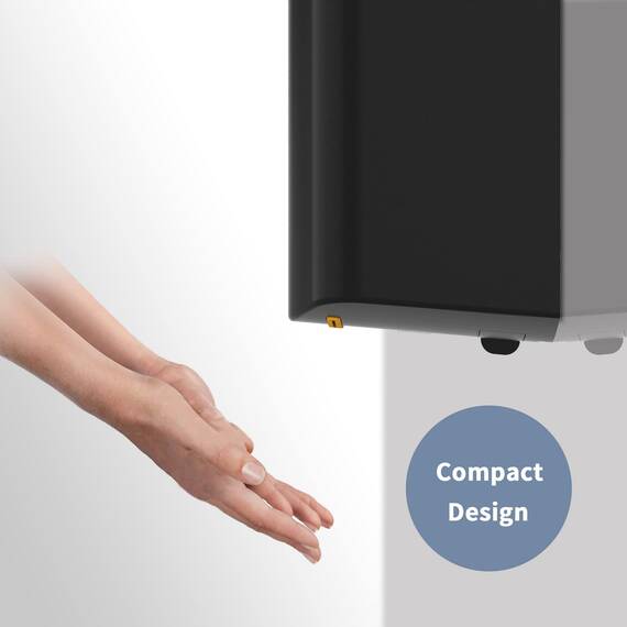 anydry 2630S Kompakter Händetrockner,Automatischer Elektrischer Händetrockner für Wandmontage,Für Gewerbliche oder Private Zwecke,Händetrockner für Toiletten.1400-1650W.(Schwarz)