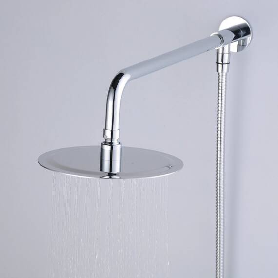 Hiendure® 20cm Wandhalterung Regendusche Leiter Mit Duscharm und Brauseschlauch Runden Rostfreier Stahl, Verchromte