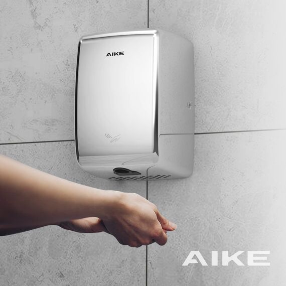 AIKE Händetrockner, Kommerziell Elektrischer Händetrockner aus Edelstahl AK2803D 220V 1350W Poliert