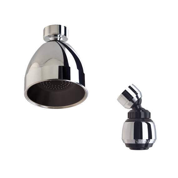 Siroflex 2765/5 W "Combi" – Set mit wassersparendem Duschkopf + Strahlregler | Duschkopf mit Gelenk und Strahlregler mit Wasserdurchfluss