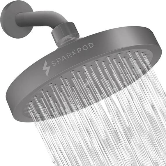 SparkPod Duschkopf – Hochdruckregen – Luxuriöser moderner Look – kein Ärger werkzeuglose der perfekte verstellbare Ersatz für Ihre Badezimmer-Duschköpfe (15,2 cm rund, anthrazit)