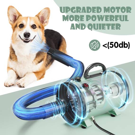 TAIKOUL Hundefön Blower Sehr Leise 4.5 PS / 3200W Motor Einstellbare Geschwindigkeit, Hundepflege-Trockner-Gebläse Pet Hair Dryer