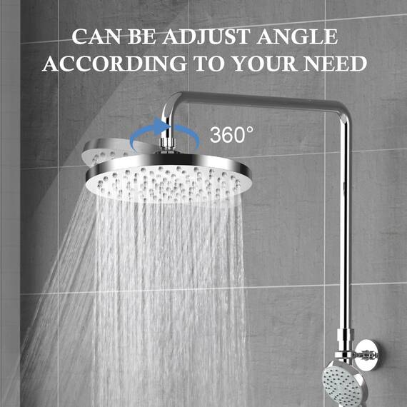 AiQInu 8 Zoll Runder Duschkopf Regendusche,Verstellbarer Kopfbrause Wassersparend mit Anti-Kalk-Düsen,Wasserfall-Duschkopf aus Edelstahl,Durchmesser 20cm