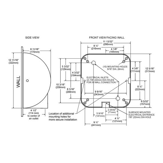 xlerator xl-sb Automatische Aufputz Händetrockner mit Edelstahl gebürstet, 12–11/40,6 cm Höhe x 11–3/10,2 cm Breite x 6–11/40,6 cm Tiefe, Edelstahl gebürstet, 1