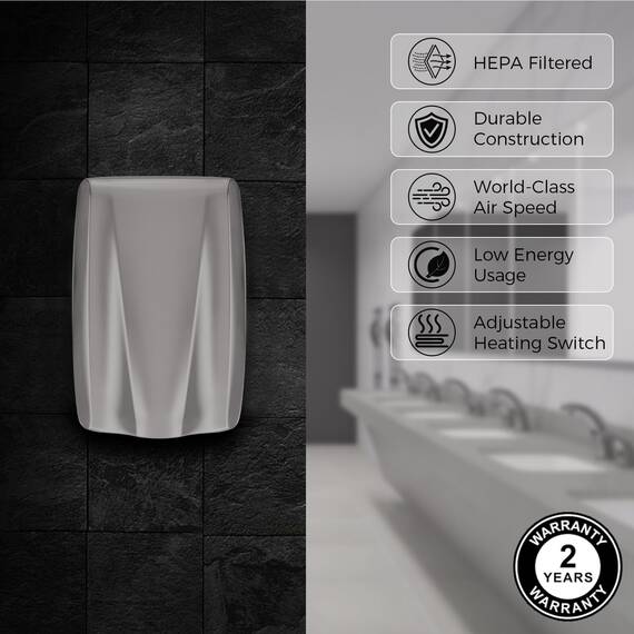 stardrix UL-zugelassener Edelstahl-Händetrockner mit HEPA-Filter, robuster automatischer elektrischer Hochgeschwindigkeits-Händetrockner für gewerbliche Toilette, gebürstet