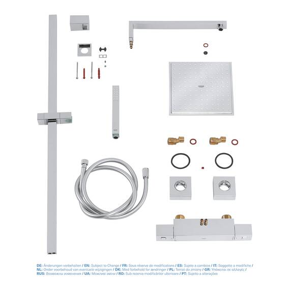 GROHE Euphoria Cube 230, Duschsystem (Regendusche mit Thermostat und schwenkbarem Kopfbrausearm, Sicherheitssperre bei 38°C, Duscharmatur mit Antikalk-System), chrom, 26087000