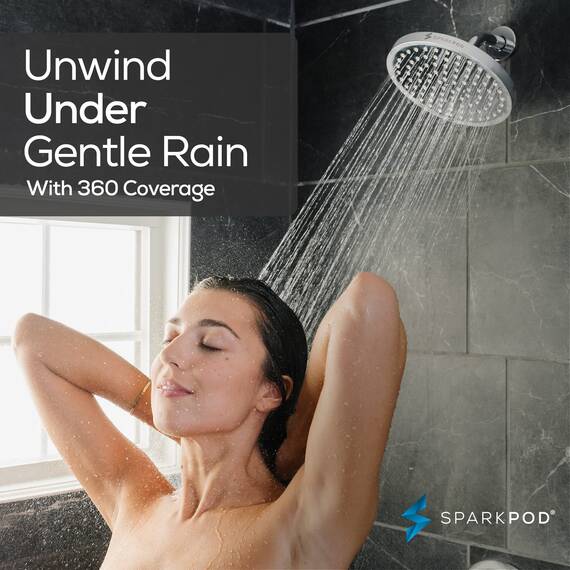 SparkPod Duschkopf - Hochdruckregen – Regenduschkopf - Moderner, Luxuriöser Look - Verstellbar & Werkzeuglose Installation in 1 Minute – Ersatz für Badezimmer Duschköpfe - Kopfbrause -Regendusche