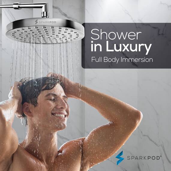 SparkPod Duschkopf - Hochdruckregen – Regenduschkopf - Moderner, Luxuriöser Look - Verstellbar & Werkzeuglose Installation in 1 Minute – Ersatz für Badezimmer Duschköpfe - Kopfbrause -Regendusche