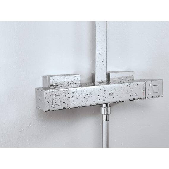 GROHE Euphoria Cube 230, Duschsystem (Regendusche mit Thermostat und schwenkbarem Kopfbrausearm, Sicherheitssperre bei 38°C, Duscharmatur mit Antikalk-System), chrom, 26087000