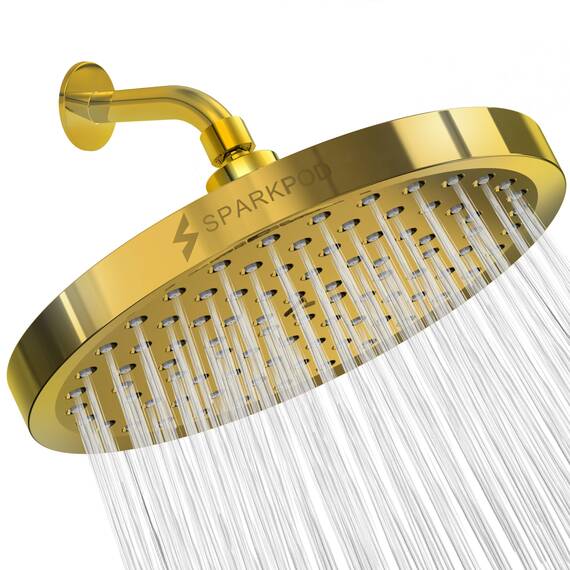 SparkPod Duschkopf – Hochdruckregen – Luxuriöser moderner Look – werkzeuglose 1-Minuten-Installation – der perfekte verstellbare Ersatz für Ihr Badezimmer Duschköpfe (20,3 cm kreisförmig, Gold)