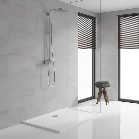 GROHE Euphoria Cube 230, Duschsystem (Regendusche mit Thermostat und schwenkbarem Kopfbrausearm, Sicherheitssperre bei 38°C, Duscharmatur mit Antikalk-System), chrom, 26087000
