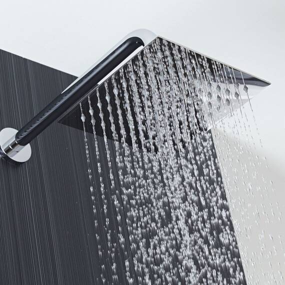 Voolan Regenduschkopf mit Verlängerungsarm, Edelstahl, ultradünn, Wasserfall-Regenduschköpfe, hoher Durchfluss, Badezimmer, fester Duschkopf (30,5 cm Duschkopf mit 38,1 cm Duscharm, gebürstetes