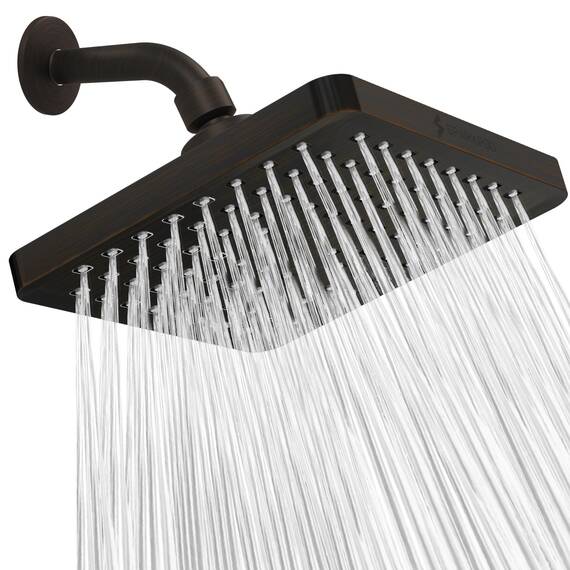 SparkPod Fester Duschkopf – Hochdruckregen – luxuriöser moderner Look – einfache Installation ohne Werkzeug – perfekter verstellbarer Ersatz für Ihre Badezimmer-Duschköpfe (20 cm quadratisch, Vintage