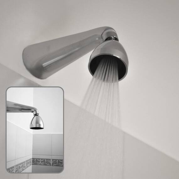 Siroflex 2765/5 W "Combi" – Set mit wassersparendem Duschkopf + Strahlregler | Duschkopf mit Gelenk und Strahlregler mit Wasserdurchfluss