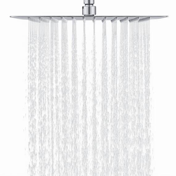 DETBOM Duschkopf Regendusche 25x25cm/10 Zoll Quadrat, 304 Edelstahl Regendusche Duschkopf Wassersparender mit 121 Silikondüsen mit Antikalk-Funktion, Regenduschkopf 360° Drehbar, Chrom