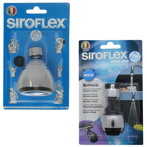 Siroflex 2765/5 W "Combi" – Set mit wassersparendem Duschkopf + Strahlregler | Duschkopf mit Gelenk und Strahlregler mit Wasserdurchfluss
