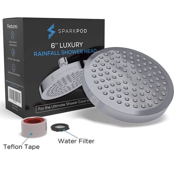 SparkPod Duschkopf – Hochdruckregen – Luxuriöser moderner Look – kein Ärger werkzeuglose der perfekte verstellbare Ersatz für Ihre Badezimmer-Duschköpfe (15,2 cm rund, anthrazit)