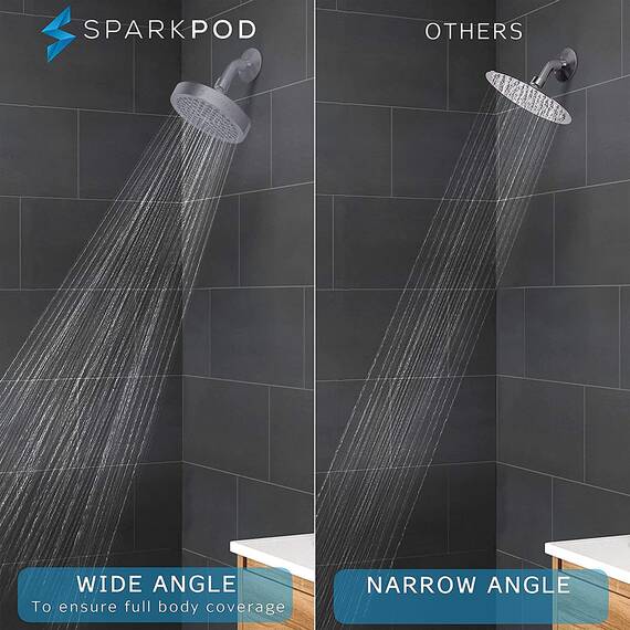 SparkPod Duschkopf – Hochdruckregen – Luxuriöser moderner Look – kein Ärger werkzeuglose der perfekte verstellbare Ersatz für Ihre Badezimmer-Duschköpfe (15,2 cm rund, anthrazit)