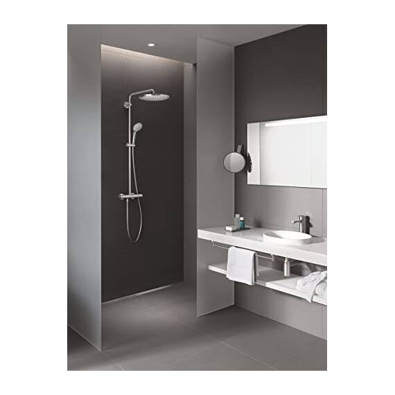 GROHE Euphoria 310 - Duschsystem inkl. Thermostatbatterie (Wandmontage, langlebige Oberfläche, Antikalk-System), supersteel, 26075DC0