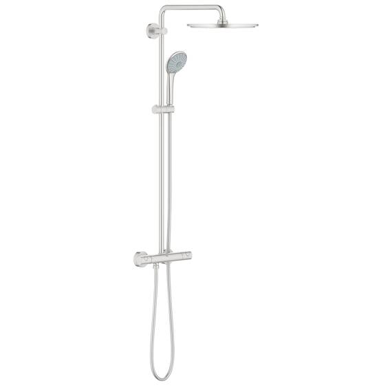 GROHE Euphoria 310 - Duschsystem inkl. Thermostatbatterie (Wandmontage, langlebige Oberfläche, Antikalk-System), supersteel, 26075DC0